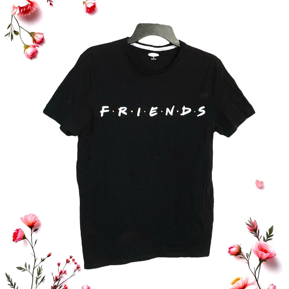Old Navy Black with White Lettering “FRIENDS” Tshirt Women Size Medium